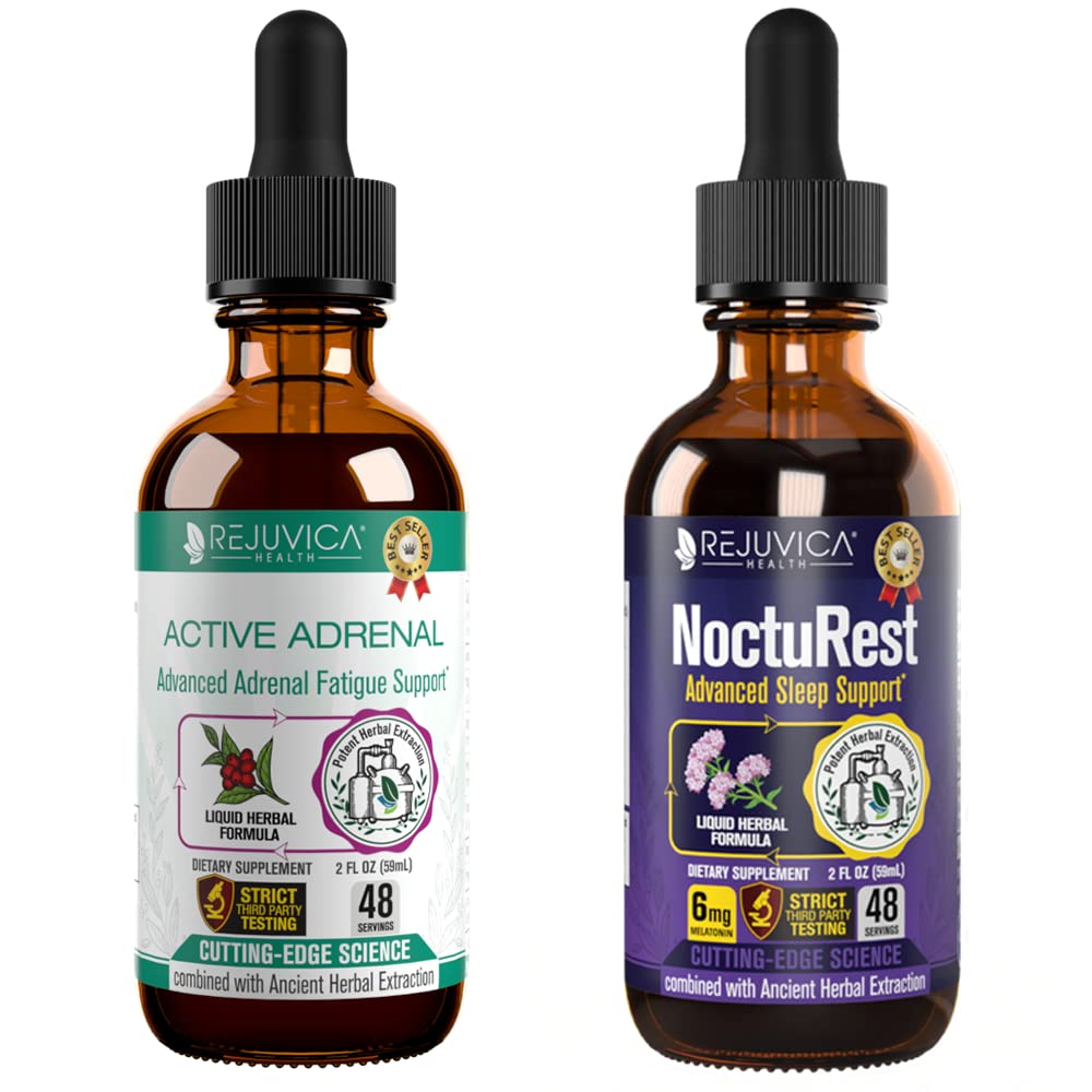Aktiv Adrenal + NoctuRest - Støtter Adrenal Helse + søvn-væske Levering for bedre absorpsjon - Rhodiola, Hops, Hellig Basil, Melatonin, Ashwagandha og mer!