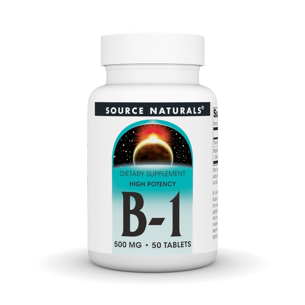 Kilde Naturals Vitamin B-1 Thiamin 500 mg - høy potens, 500 mg - 50 tabletter