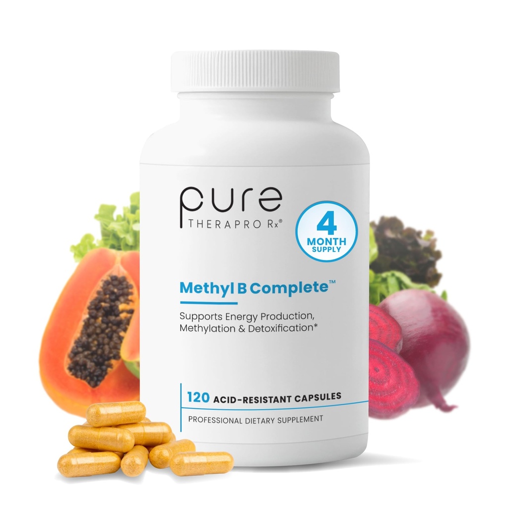 Ren Therapro Rx-metylert B-kompleks vitaminer laget i USA, 4 måneders forsyning | Metyl B Complete Quatrefolic 5-MTHF Folat, B12 Methylcobalamin, TMG Trimetylglycin, Metylfolat | Pharm Grade