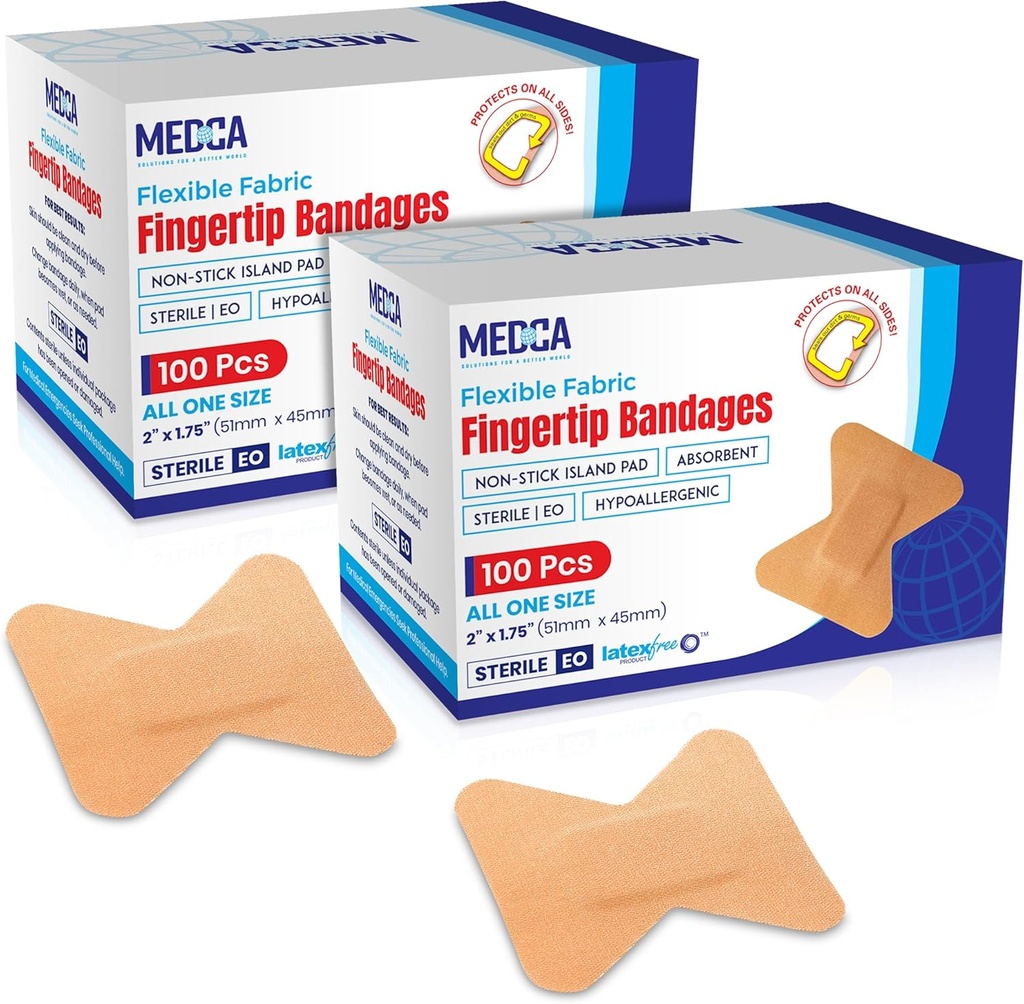 Flex Fabric Adhesive Bandages - Finger-Tip Bandages for Finger Care og å beskytte sår mot infeksjon - (200 greve)