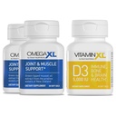 OmegaXL Joint Support Supplement - Naturlig muskel / immun støtte, 60 Softgels (2 Pack) & VitaminXL D3 høy styrke daglig vitamin D 5000 IU 125mcg Supplement (30 Softgels)
