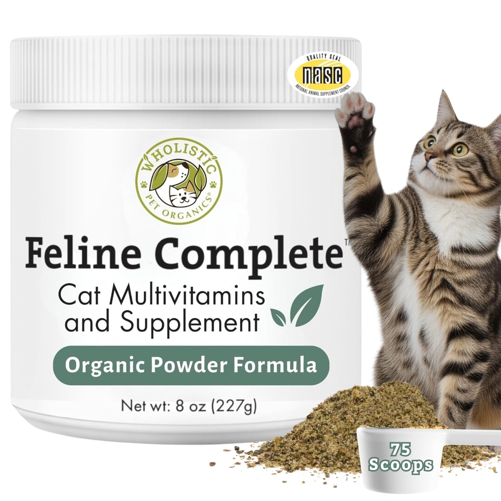 Wholistic Pet Organics Feline Complete - 8 Oz - Multivitamin & Probiotiske pulver for katter - Naturlig Cat Food & Digestive Support