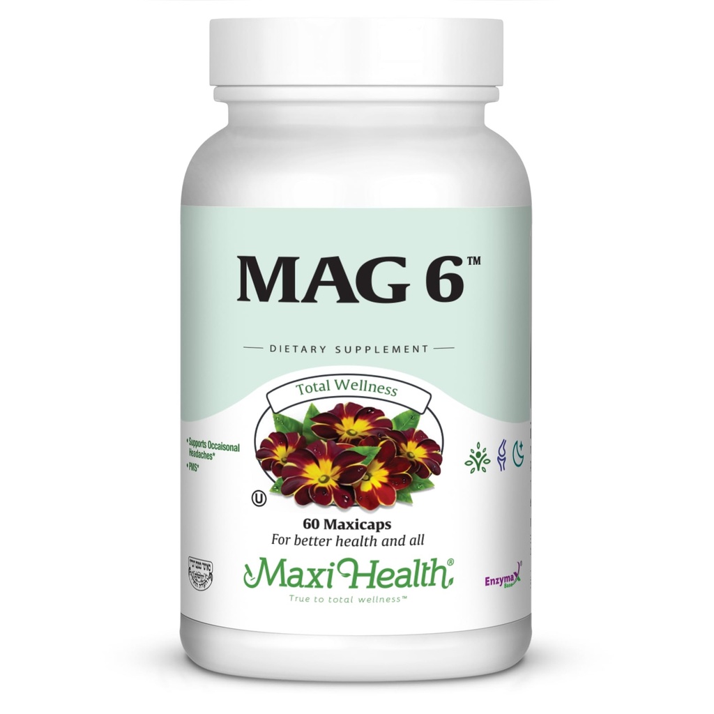Magnesium B6 Mag 6 Magnesium Glykinat med vitamin B6 fremme sunn beinmineralisering, støtte Nerve & Muskelfunksjon, Energimetabolisme - Ikke-GMO, Vegan, Glutenfri, Kosher 60 kapsler