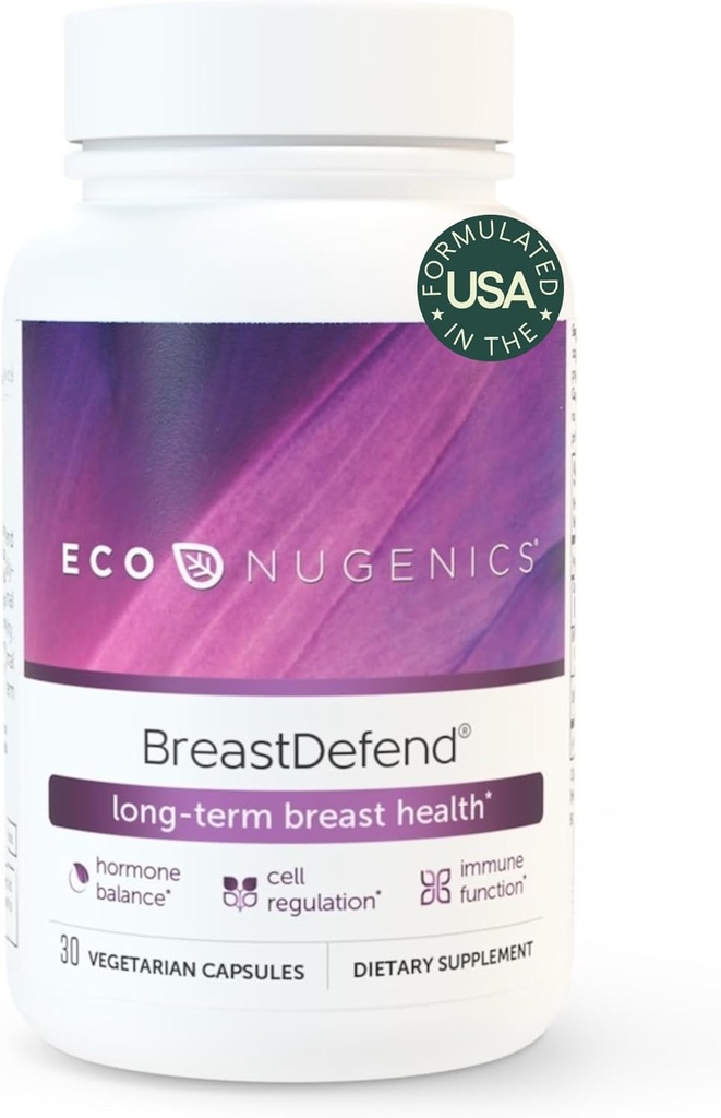 EcoNugenics BreastDefend DIM Supplement for kvinners bryst helse, østrogen hormonbalanse, immun støtte - Turmeric Curcumin, Reishi & Tyrkia Tail Mushrooms, Quercetin, Astragalus - 30 kapsler