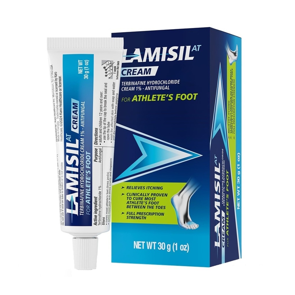 Lamisil 1 uke Atletes fotbehandling, Antifungal krem med terbinafinhydroklorid 1%, rask symptom relief og hindrer tilbaketrekning, 1 oz (30 g)