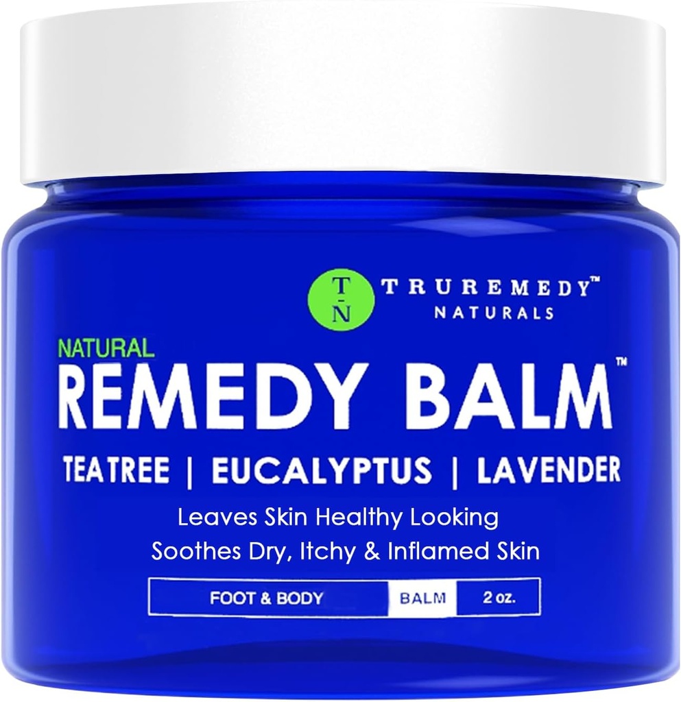 Truremedy Naturals Remedy Balm med te treolje, 2 oz - Soothing moisturizer for rå områder - Nourishing fot og kropp Balm med tetre, lavender og Eucalyptus