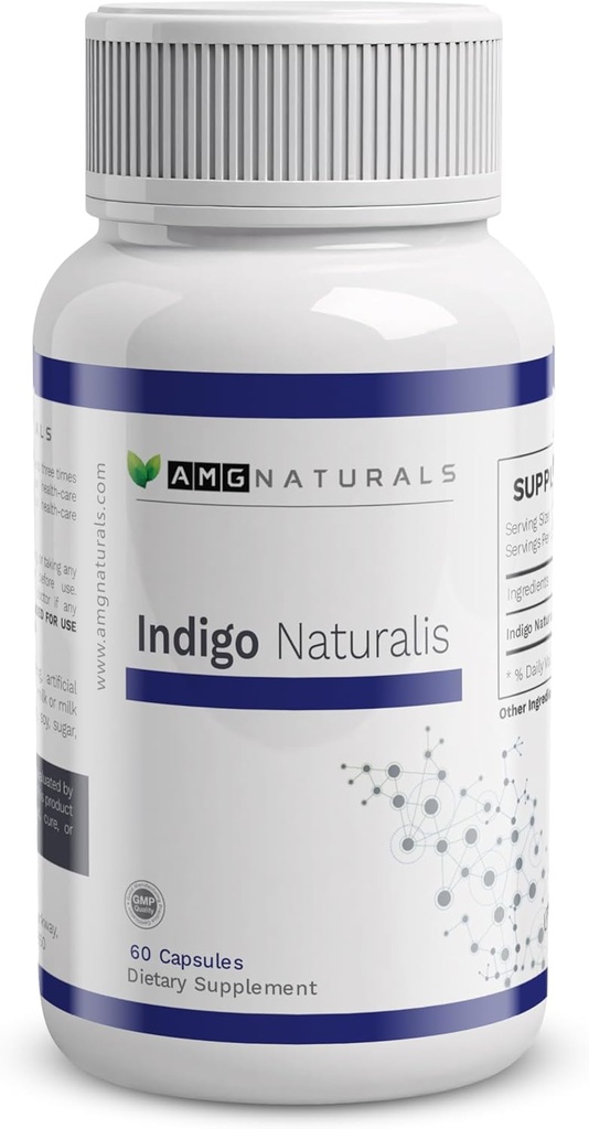Indigo Naturalis - 60 kapsler av ren indigo naturalis med ingen bindere, ingen fyllstoffer, ingen hjelpemidler, ingen konserveringsmidler - hele urt