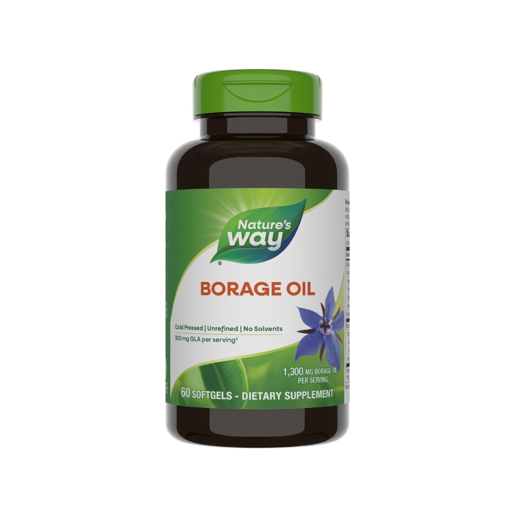 Naturens måte å bore olje, kaldt presset og uraffinert, GLA Supplement, 300 mg GLA og 440 mg Linoleic Acid per servering, 60 Softgels (Packaging May Vary)