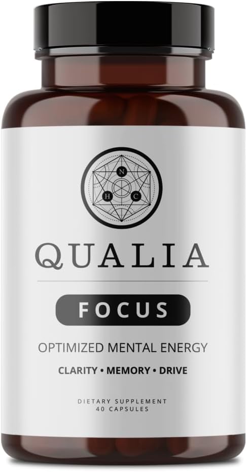 Qualia Focus Brain Booster Supplement | En kraftig nootropisk designet for å levere ubegrenset mental energi, varsling, konsentrasjon og minne | med Ginkgo Biloba, L-Theanine Plus | 1 måneds forsyning