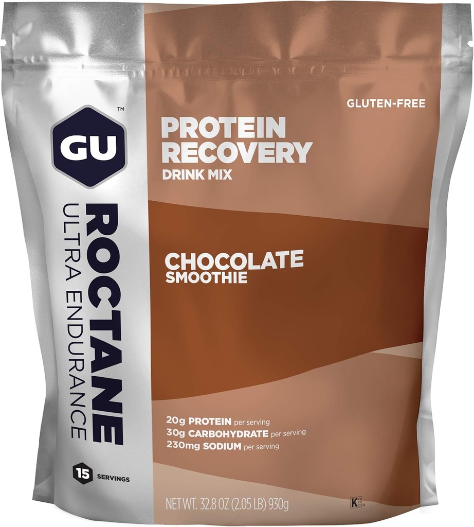 GU Energy Roctane Ultra Endurance Protein Recovery Drink Mix, Glutenfri og Kosher Dairy, Recovery Support etter enhver trening, 15-Serving Pouch, Smoothie