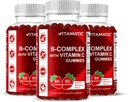 Vitamatisk vitamin B komplekse gummier med vitamin C & Inositol - Naturlig Strawberry Flavor - 60 gummier (3 flasker)