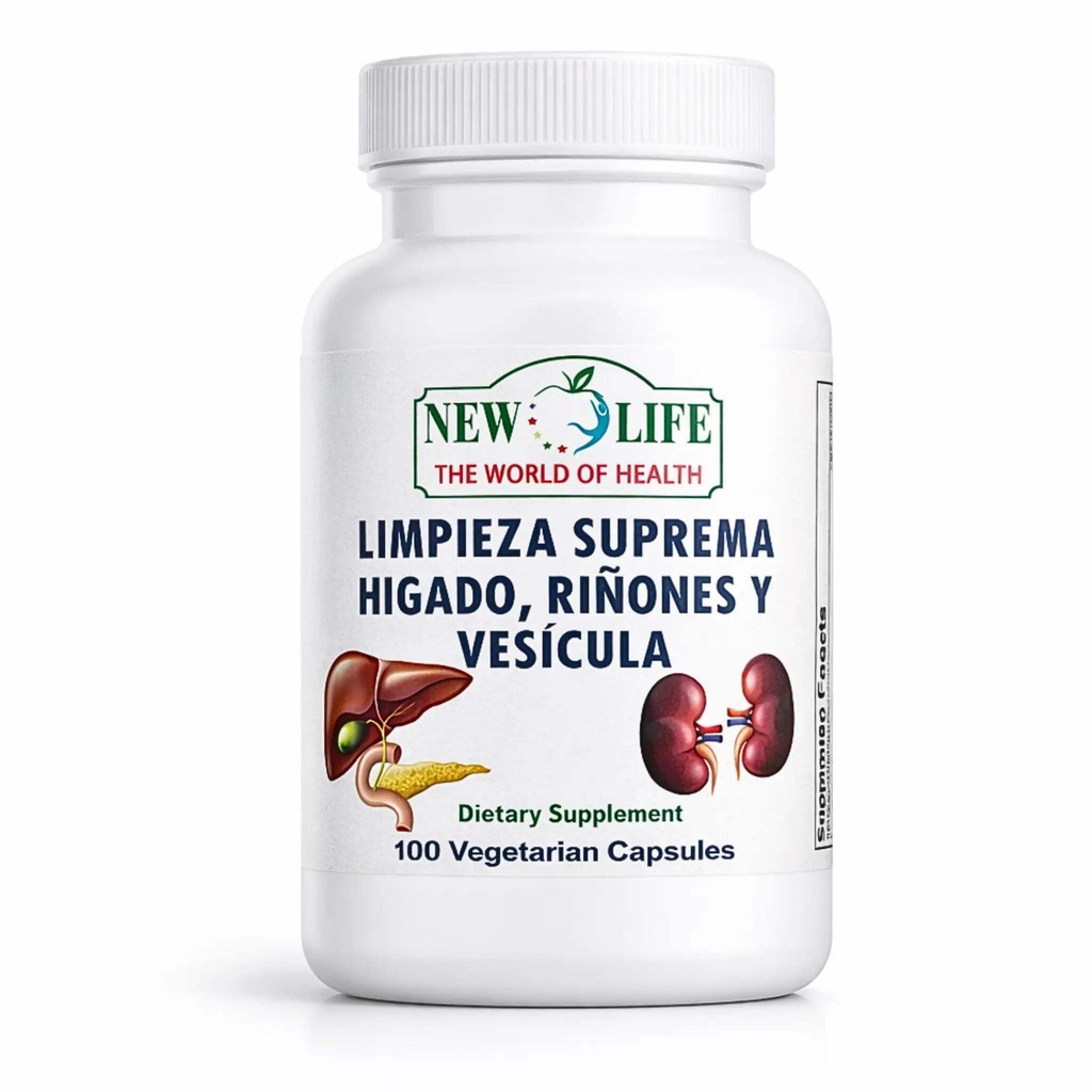 New Life Limpieza Suprema Hígado Riñones y Vesicula, Sunn Liver, Dandelion Root, Melke Thistle ekstrakt, 100 Kapsler