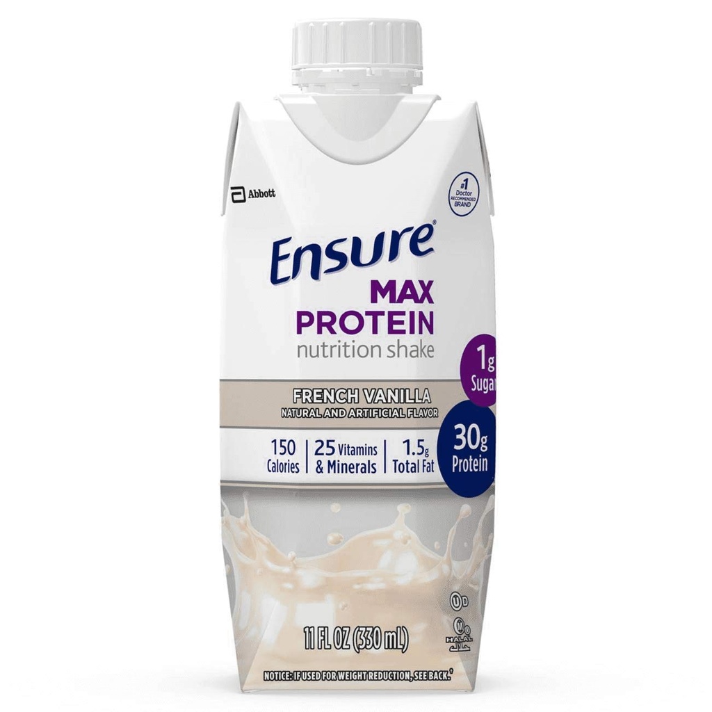 Sørg for Max Protein Ernæring Shake Fransk Vanilla 4 Kartonger, Total Vekt 44 fl oz