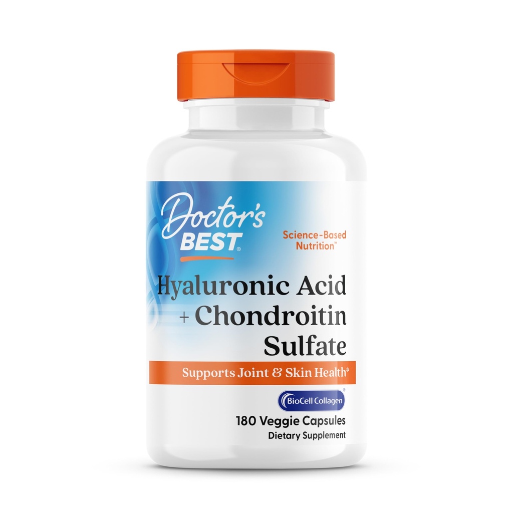 Doktorens beste Hyaluronsyre med Chondroitin Sulfate, Med BioCell Collage, Ikke-GMO, Glutenfri, Soya Gratis, Joint Support, 180 Count (Pack of 1)