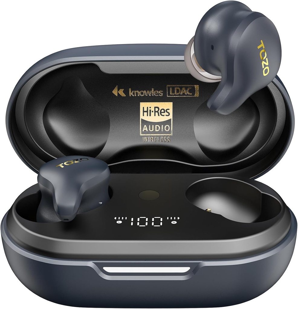 TOZO Golden X1 trådløse ørepropper balansert armatur driver og hybrid dynamisk driver, Bluetooth hodetelefoner OrigX Pro, LDAC & Hi-Res lyd trådløs, støy avbestilling hodesett Galaxy Blå/svart