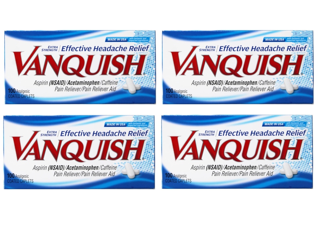 Vanquish Extra Styrke smerte Reliever Caplets, 4 Teller