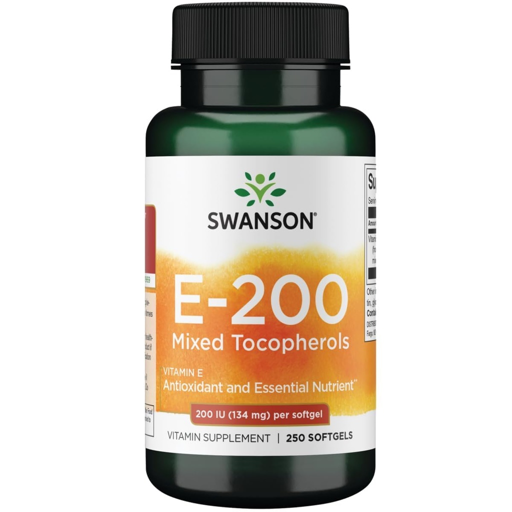 Swanson Vitamin E Blandet Tokoferols 200 Iu (134 Milligram) 250 Sgels