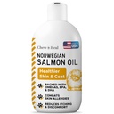 Salmonolje for hunder - Premium fiskeolje for hud og coat helse - Omega 3 Supplement - Støtter kløende hud - 8 oz væske - Norsk Hunde lakseolje - essensiell hundetilskudd
