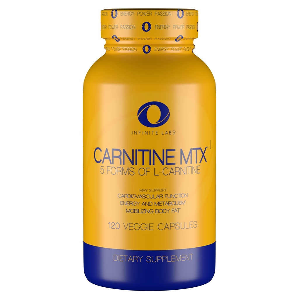 Infinite Labs L karnitin 1000mg MTX - Aminosyre blanding av karnitinfumarat, L-karnitin L-Tartrat, Acetyl L-karnitin, L-karnitin HCL, L-karnitinbase 120 Veggie Capsules.