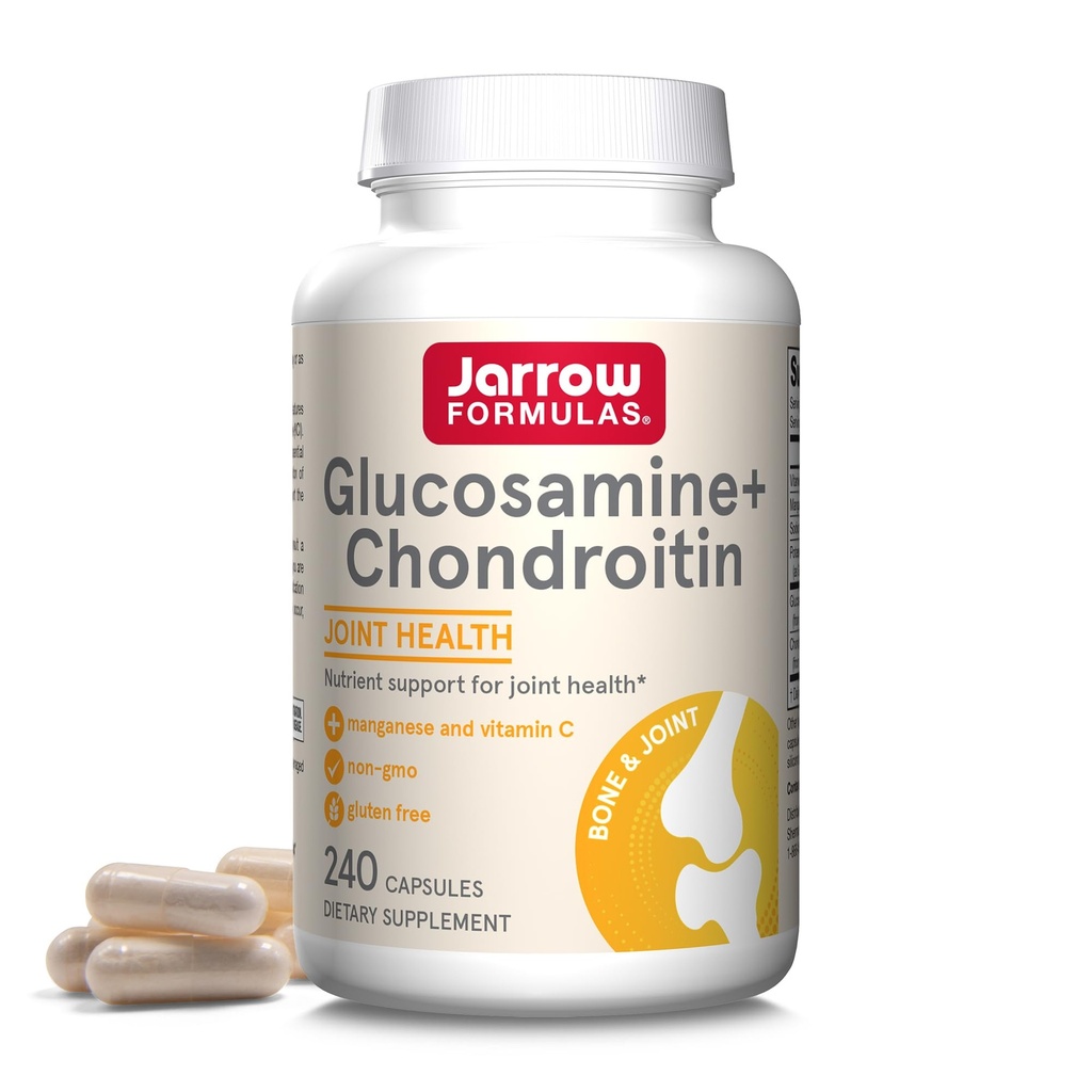 Jarrow Formler Glukosamin + Chondroitin - 240 Kapsler - Nærende støtte av felles helse - med vitamin C & Manganesisk - 60 Serveringer