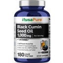 NusaPure Black Seed Oil 1000 mg per servering 180 Softgel Kapsler (Non-GMO, Vegetarisk) Kaldpresset Jomfru Nigella Sativa. Hexan Free