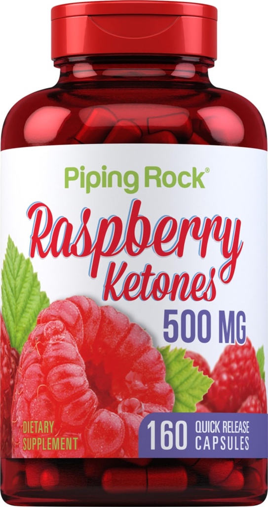 Piping Rock bringebær ketoner 500mg | 160 kapsler ikke-GMO og glutenfri supplement