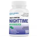 Puregen Labs Natttid Kald og influensa Relief Medisin ® 50 Softgel flytende kapsler ® Hjelper Relieve Sore Throat, Kjøtt, Feber, hodepine, Runny Nese, Congestion og Akser ® Verdipakke