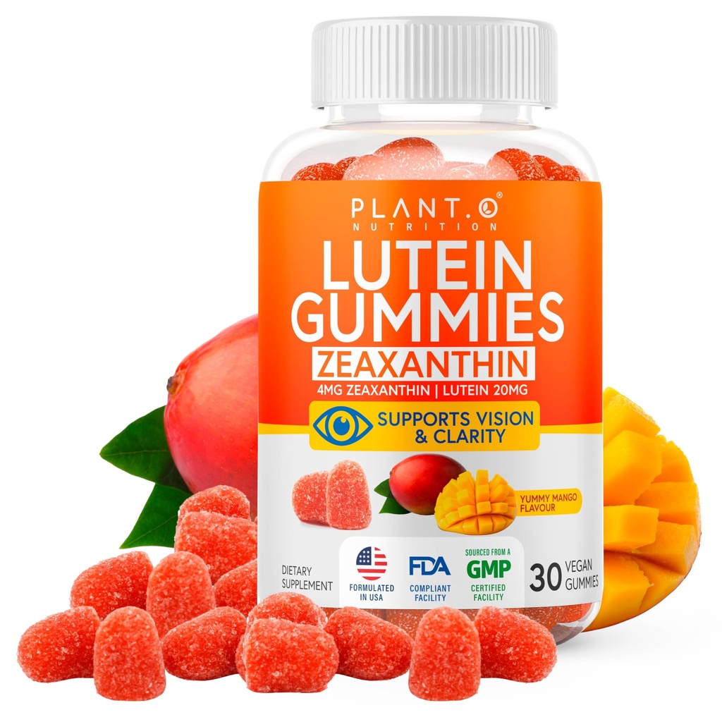 Lutein & Zeaxanthin Gummies - Delicious Vegan Eye Health Vitaminer klinisk studert 20mg Lutein og Zeaxanthin for Vision Klarhet Tørr Øye Relief og Blå Light Support