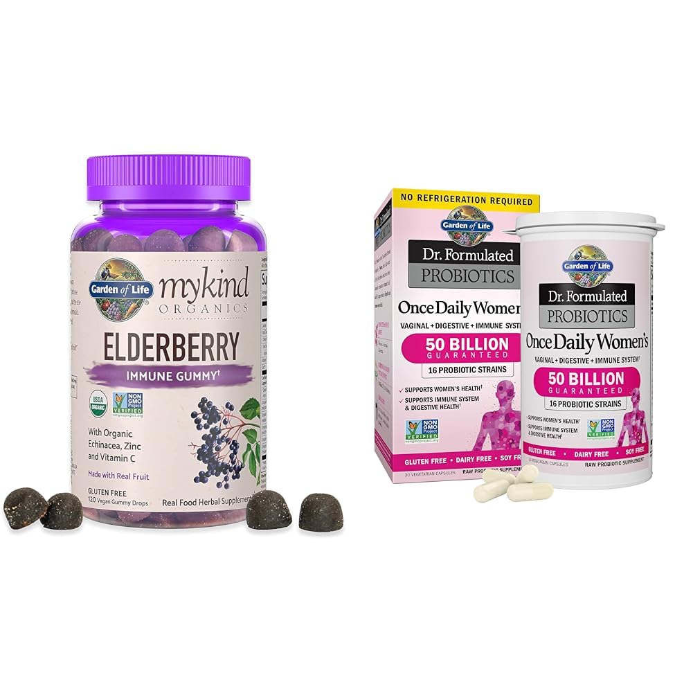 Livshage Organics Elderberry Gummies for voksne og barn - Immunstøtte Supplement med økologisk frukt og, Dr. Formulerte Women's Probiotics En gang daglig, 16 Strains, 50 milliarder, 30 kapsler
