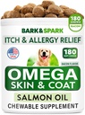 Omega 3 for hunder og katter - 180 fiskeoljebehandlinger for hund shedding, hudallergi, kløe relief, varme flekker behandling - felles helse - hud og Coat Supplement - EPA & DHA fettsyrer - lakseolje - Bacon