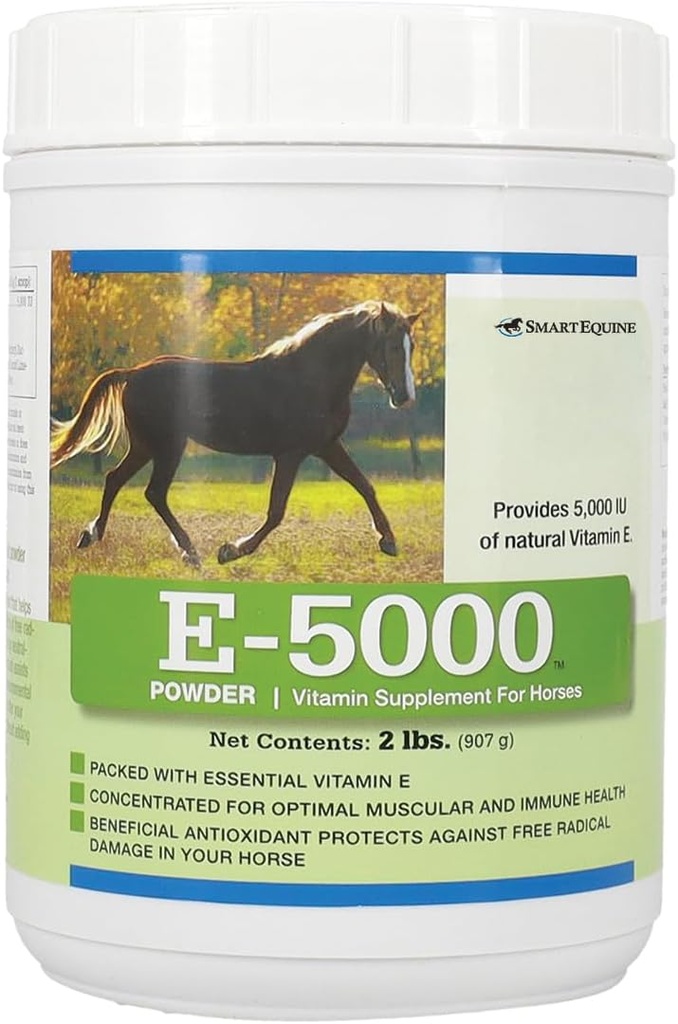 E5000 pulver | Vitamin E for hester | Antioksidant støtte med hest vitamin E Supplement | Konsentrert for optimal muskel og velvære støtte | 2 lb