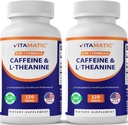 Vitamatisk koffeinpiller med L-theanin – 300 mg per tablett – 120 vegetariske tabletter (pakke med 2, totalt 240 tabletter)