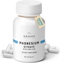 Cheeser Magnesium Citrat 320mg | støtter muskel og nerve helse, immunforsterkning og stress relief | Magnesium Supplement med vitamin B6 & sink | Ikke-GMO, Vegan, Ingen kunstige ingredienser | 90 kapsler
