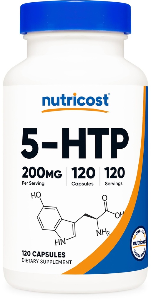 Nutricost 5-HTP 200mg, 120 vegetariske kapsler (5-hydroksytryptofan) - Ikke-GMO & Glutenfri