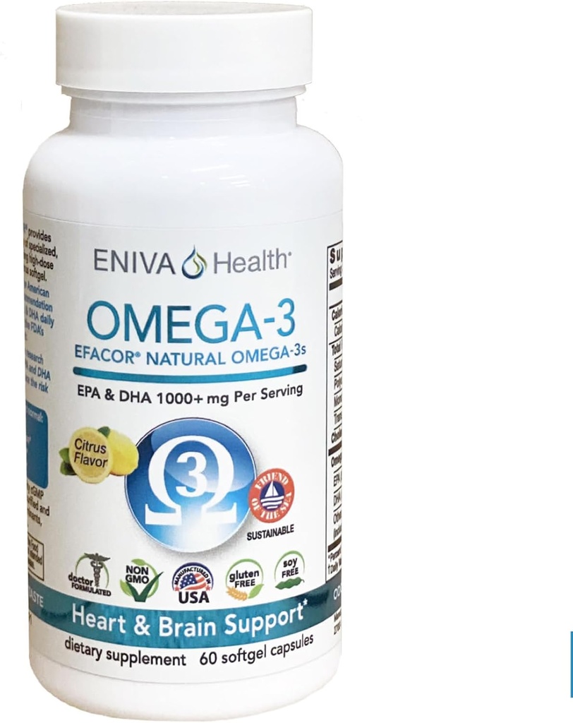 Eniva Omega-3 Fish Oil høy EPA / DHA Premium Fish Oil daglig kosttilskudd (60 caps)