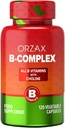ORZAX vitamin B-kompleks kosttilskudd for kvinner og menn med Choline, Inositol - balansert energimetabolisme - Immun & Nerve Helse (120 Veg Kapsler)