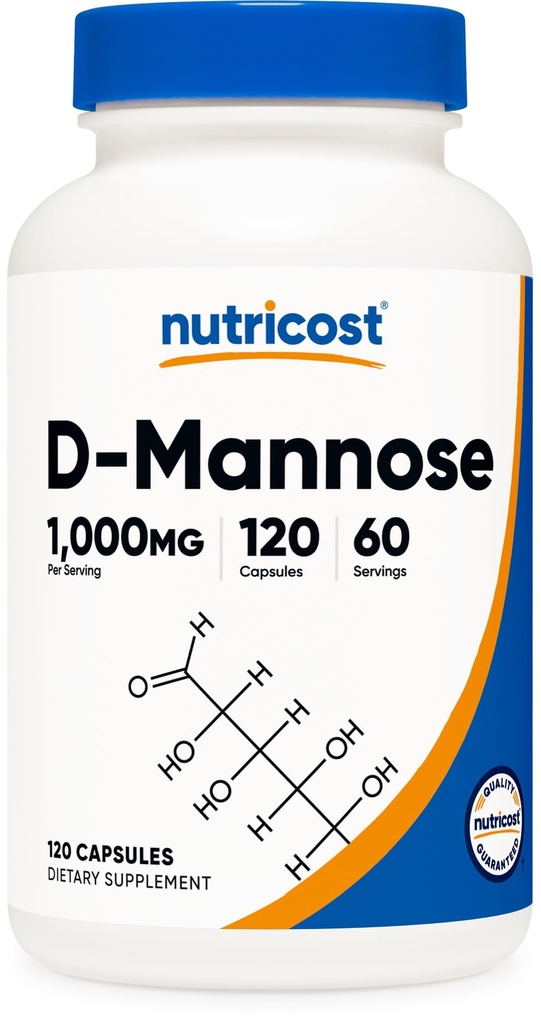 Nutricost D-Mannose 1000mg Per servering, 120 kapsler - 500mg Per kapsel, urinveistrakt helse, ikke-GMO og glutenfri