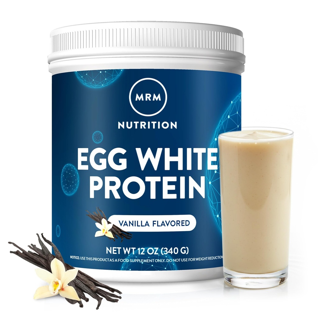MRM Ernæring Egg Hvitt Protein | Vanilla Flavored | 23 g fettfritt protein | med digestive enzymer | Høyeste biologiske verdi | klinisk testet | 10 serveringer