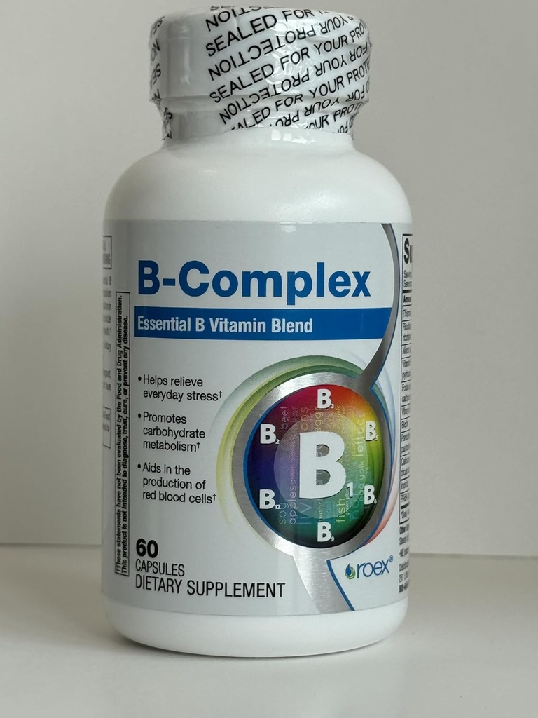 Roex vitaminer | B-Complex | 8 B vitaminer | Biologisk aktive former | Hjerne og hjerte helse | Cellular Energy Metabolism | Immunstøtte | 60  Count