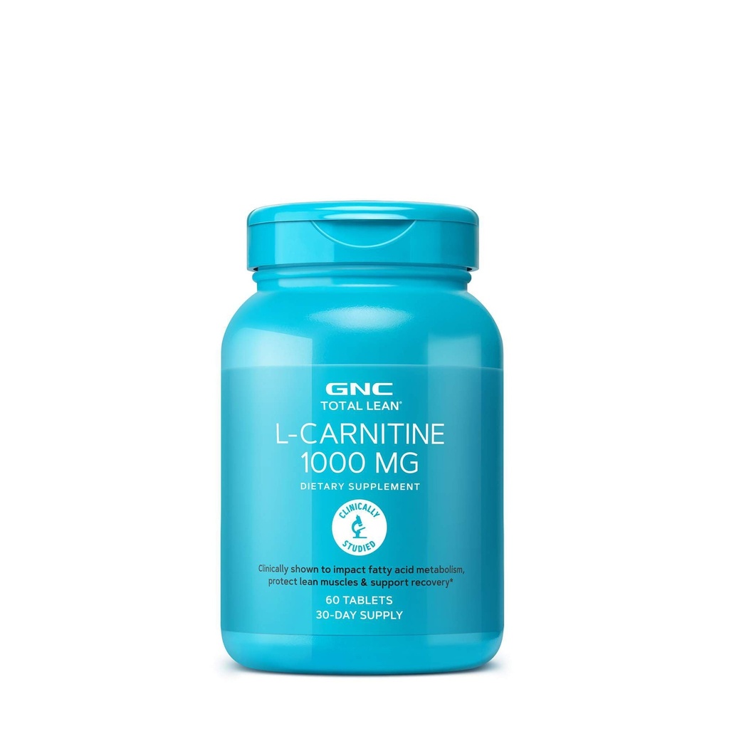 GNC Total Lean L-karnitin 1000mg, 60 tabletter, støtter gjenoppretting og lean muskelvekst