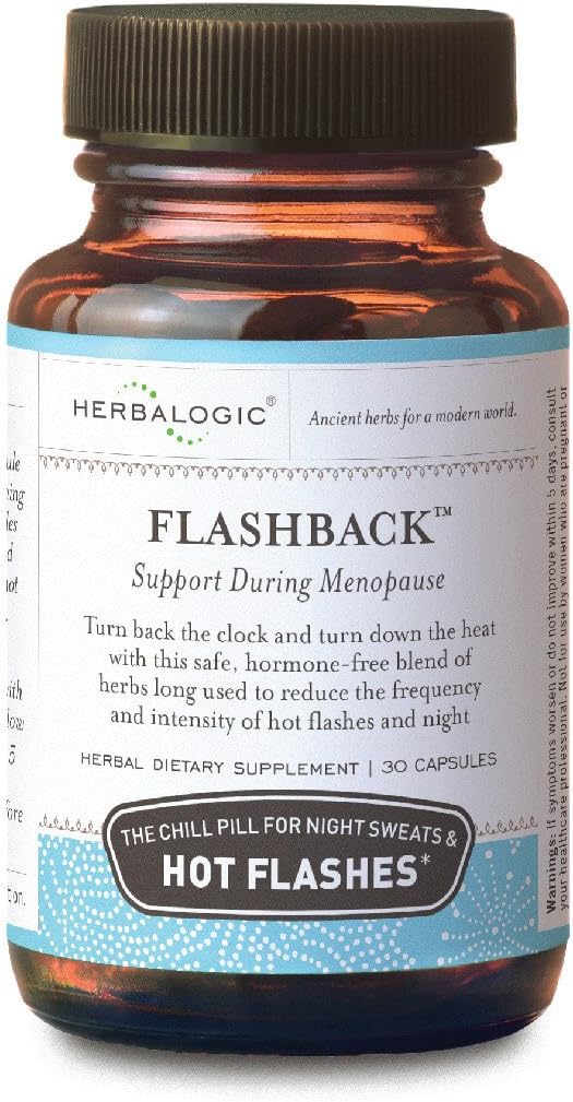 Herbalogic - Flashback Herb Capsules - Naturlig lindring for Menopausal Hot Flashes, Natt Sweats, Søvnløshet, Irritabilitet og Mood Swings - 30 Cap Count