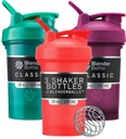 BlenderBottle Classic V2 Shaker Flaske Perfekt for proteinshake og pre trening, 20-Ounce (3 pakke), rød, grønn, Plum
