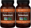 Global Healing Center Selenium 200mcg 2-Pack, Pure Selenium Supplement med organiske ingredienser, Antioksidanter for Thyroid og immun helse for menn og kvinner - mer enn Selenium 100mg (60 kapsler)