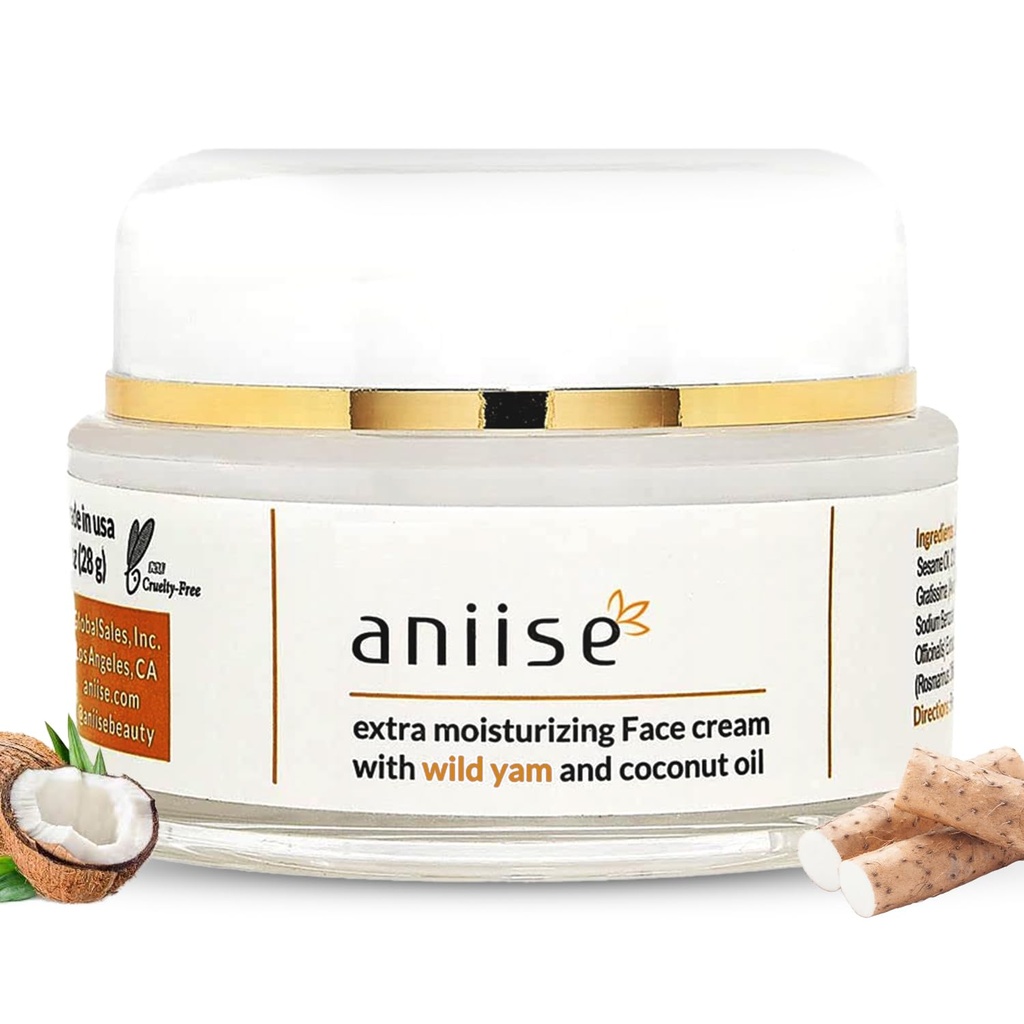 Wild Yam Extra Moisturizing ansiktskrem med kokosolje - Wild Yam Cream for Menopause & Menstrual Relief - Stabiliser Hormon nivåer - Anti-Aging krem for svært tørr hud - 1 oz