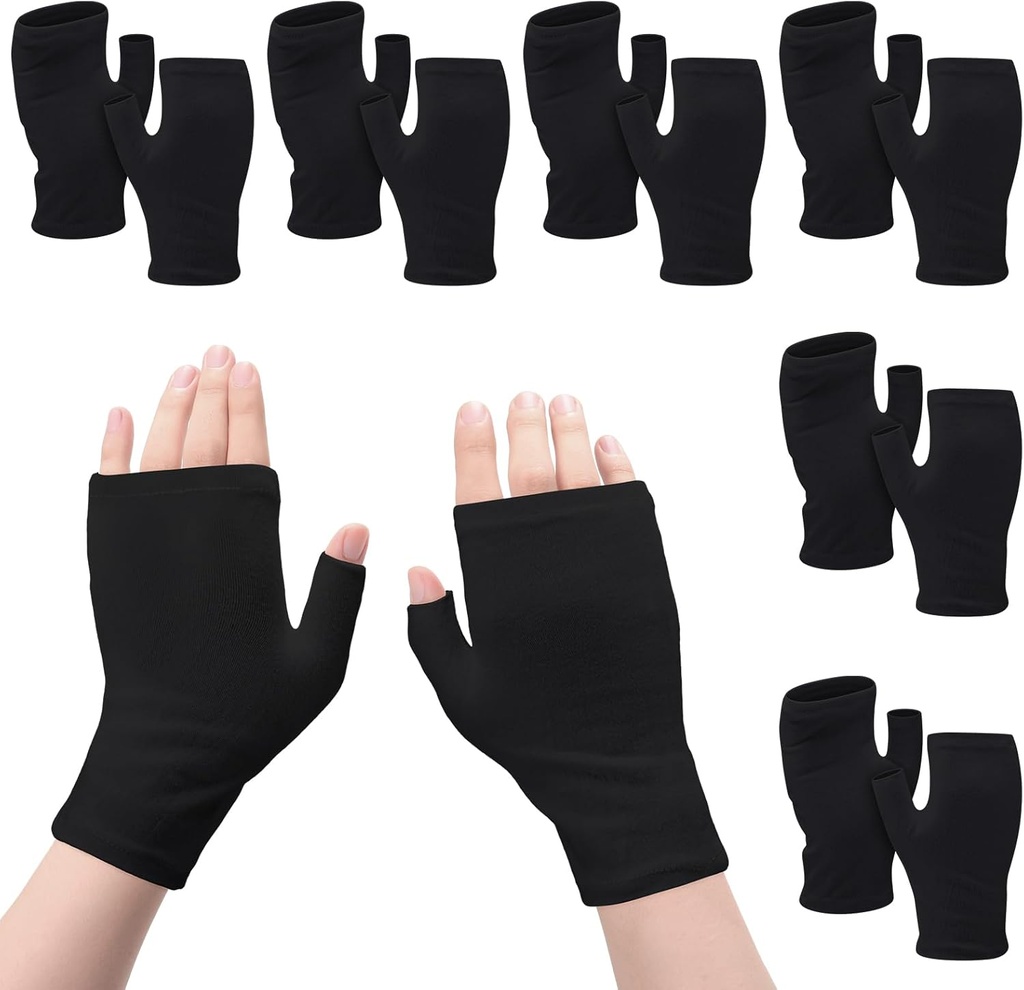 6 par Fingerløs Eczema Hansker Moisturizing for voksne bomull natten tørr hender (svart)