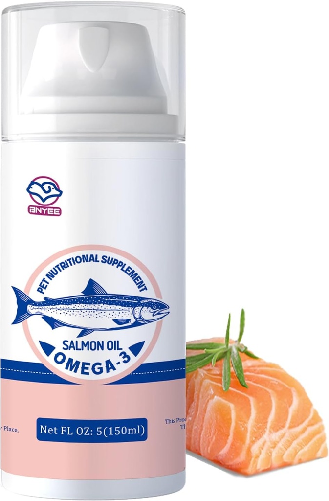 Wild Salmon Fish Oil for små hunder og katter -3X Omega 3 Hud og Coat støtte - konsentrert emulgert mattilskudd for kjæledyr - naturlig EPA + DHA fettsyrer for felles funksjon, immun og hjerte helse