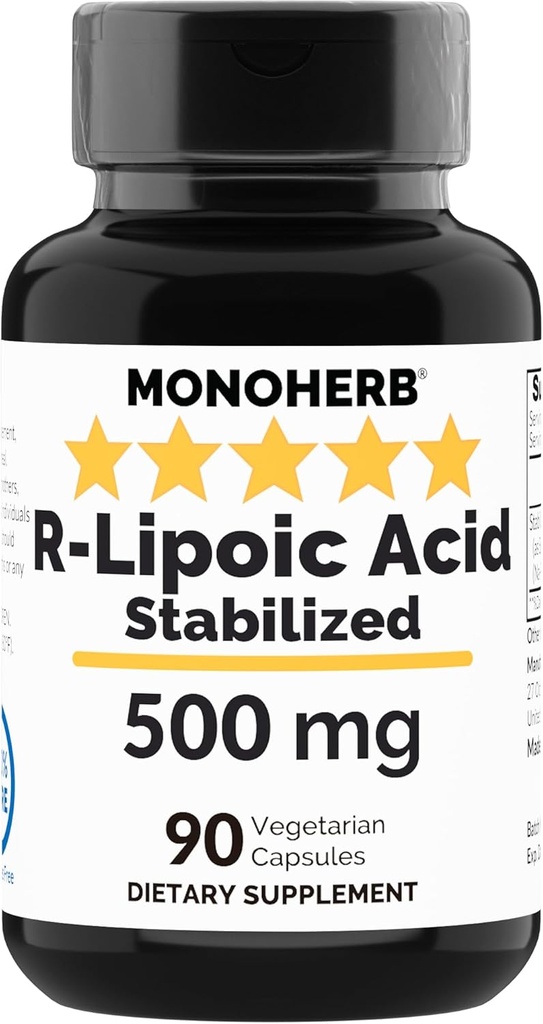 R-Lipoic Acid 500 mg - 90 Veg Kapsler - Stabilisert R-Alpha-Lipoic Acid