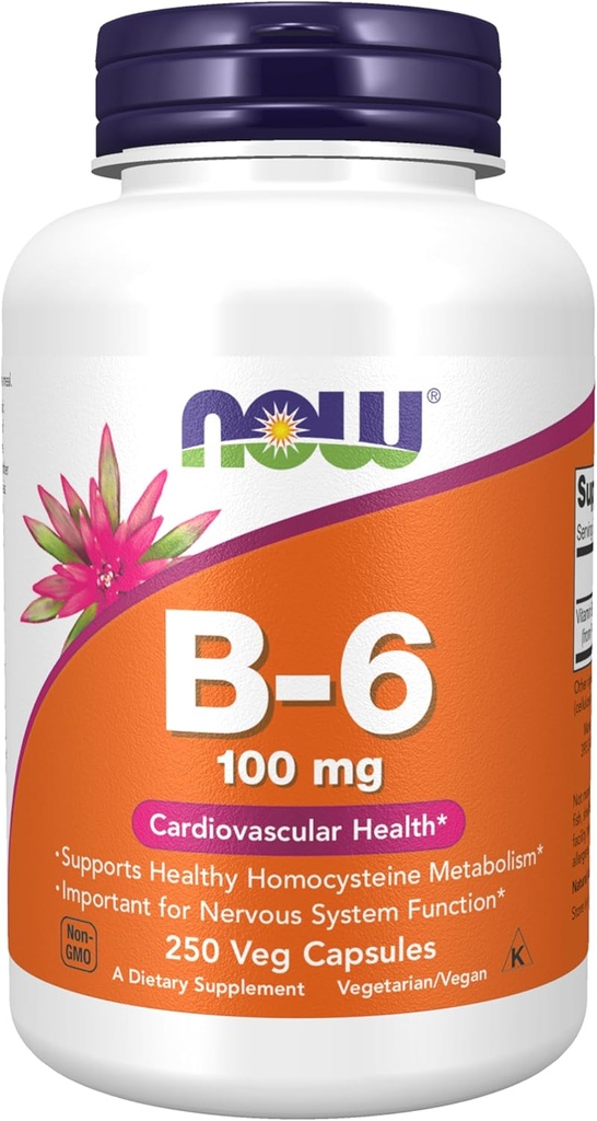 NU Mattilskudd, Vitamin B-6 (Pyridoxin HCl) 100 mg, Cardiovaskulær helse, 250 Veg Kapsler