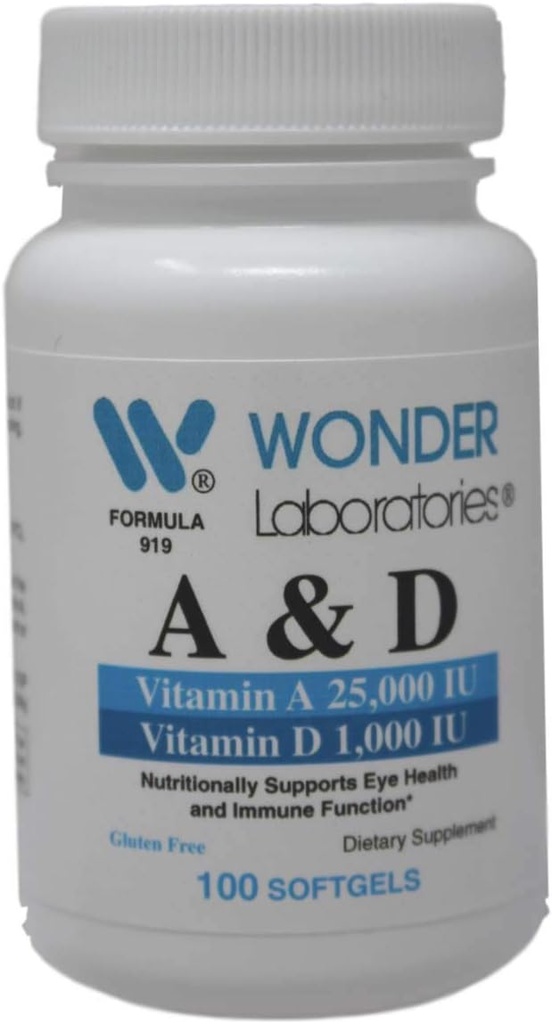 Wonder Laboratories Vitamin a 25 000 IU fra Cod Liver Fish Oil + vitamin D3 1000 IU