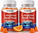L Arginine 1000mg Supplement Beet Root Gummies - dobbel styrke, energiforsterkning støtte og utholdenhet, organisk Chewable Beets Supplements for menn og kvinner, vegansk gummy, sukkerfri(2 Pack)